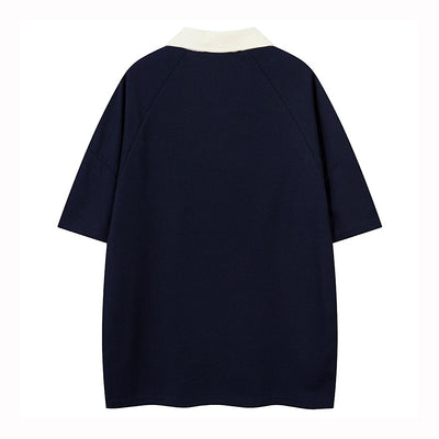 【XPXME】Front vintage star design short sleeve polo shirt  XP0015