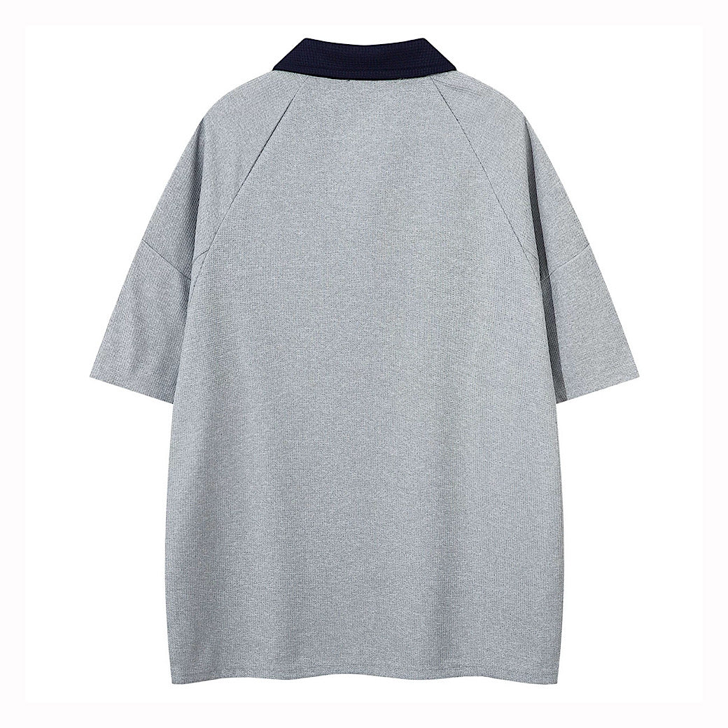 【XPXME】Front vintage star design short sleeve polo shirt  XP0015