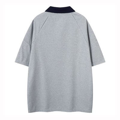 【XPXME】Front vintage star design short sleeve polo shirt  XP0015