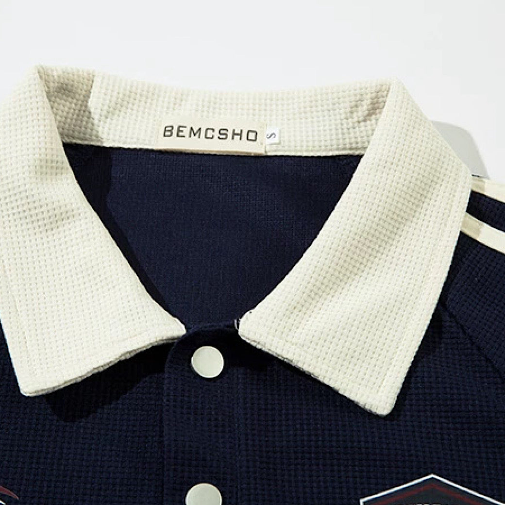 【XPXME】Front vintage star design short sleeve polo shirt  XP0015