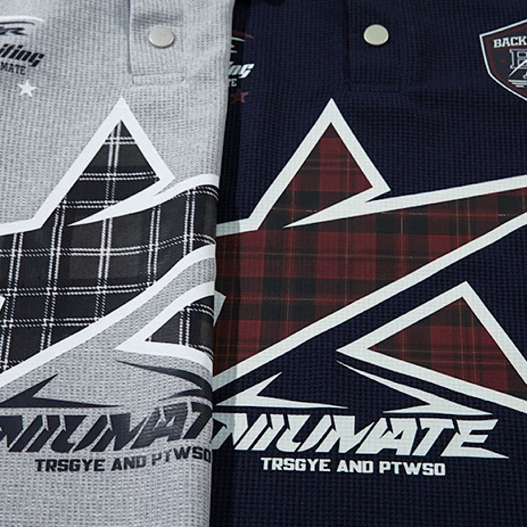 【XPXME】Front vintage star design short sleeve polo shirt  XP0015