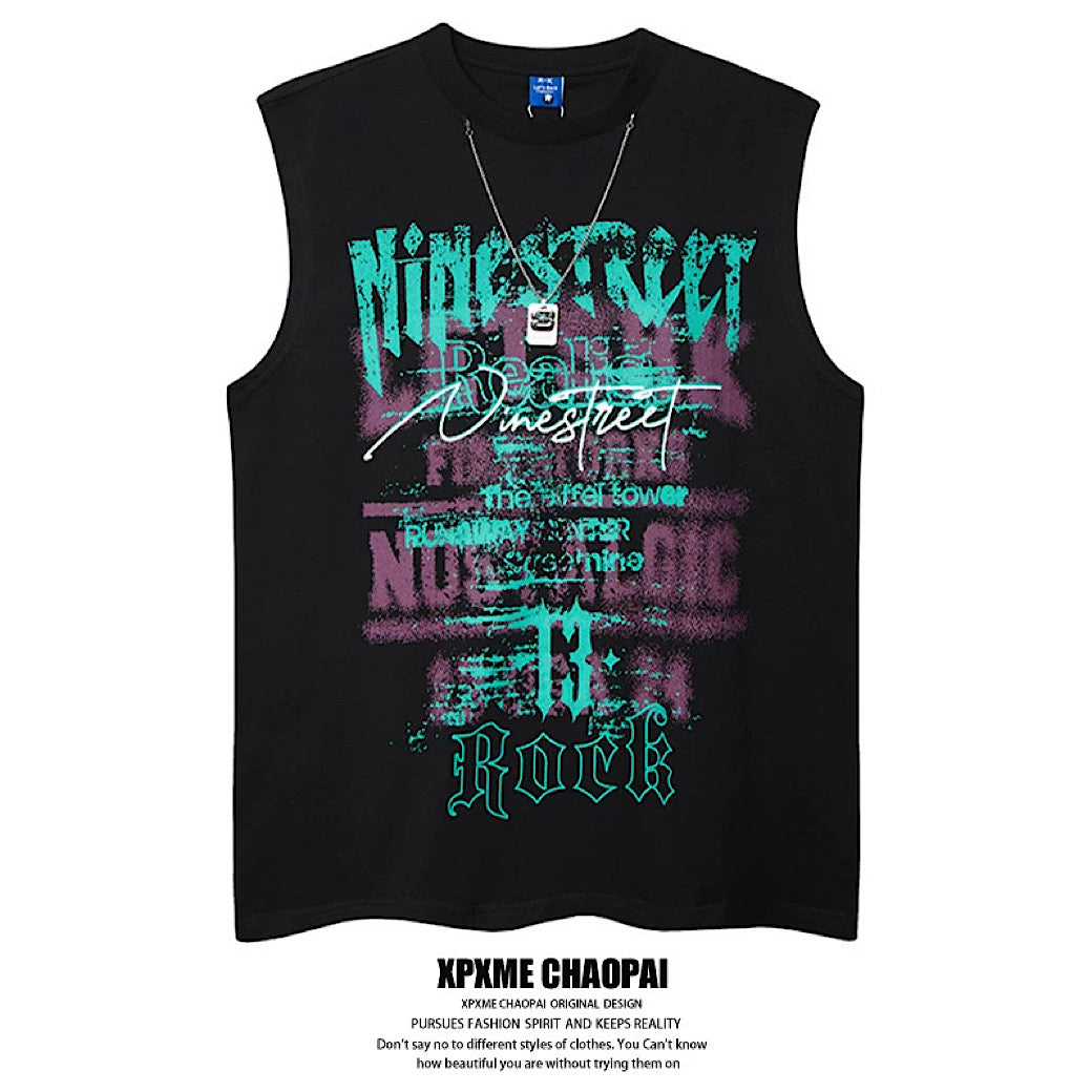 【XPXME】Punk Art Illustration Rebellion Design Street Sleeveless  XP0016