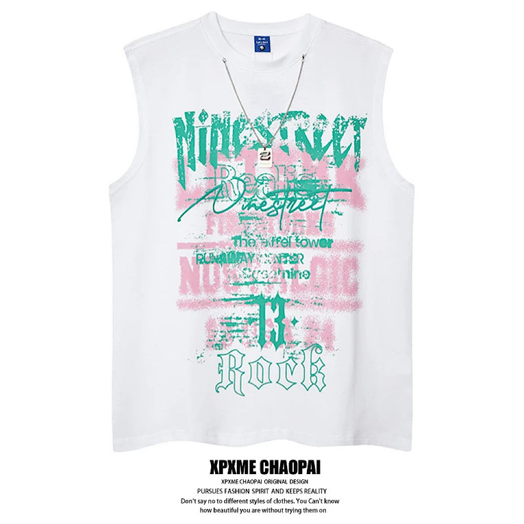 【XPXME】Punk Art Illustration Rebellion Design Street Sleeveless  XP0016