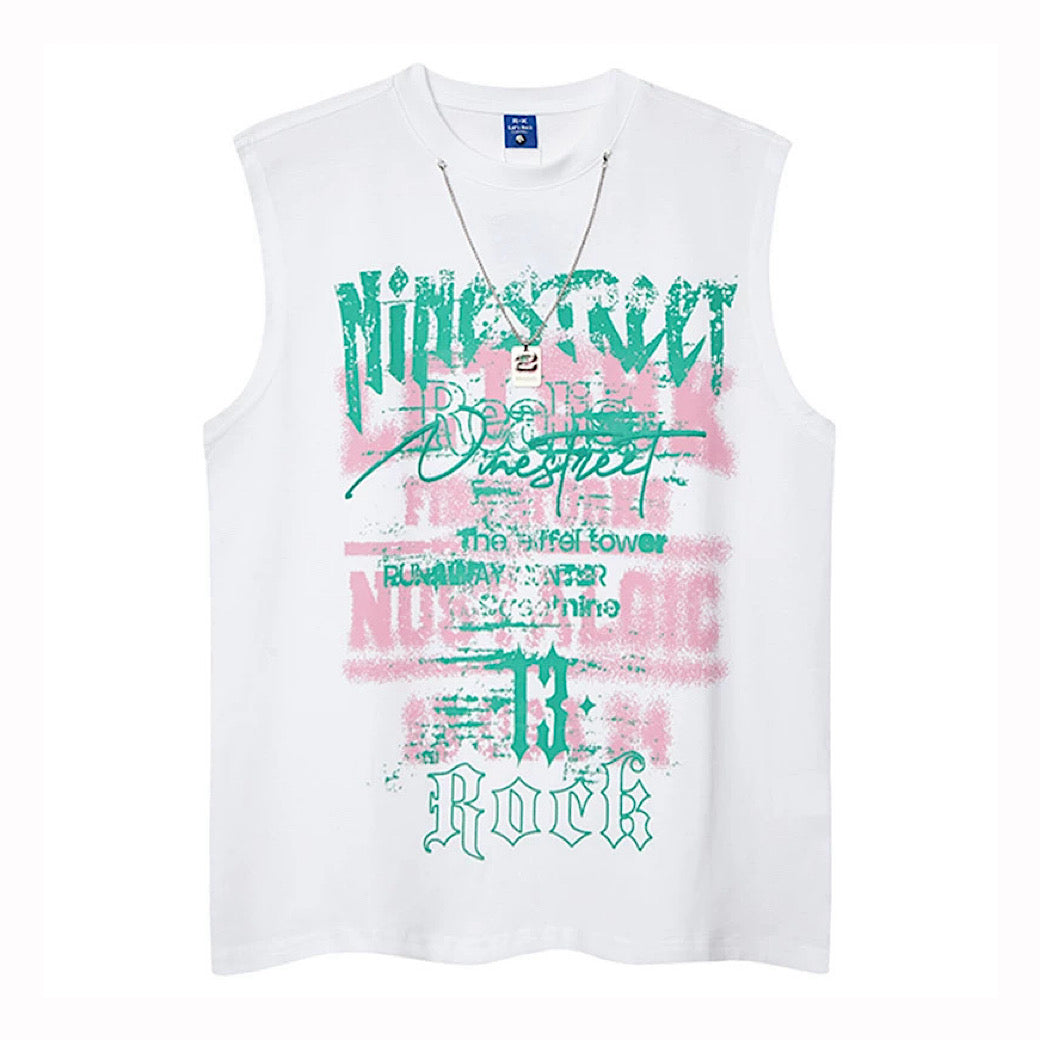 【XPXME】Punk Art Illustration Rebellion Design Street Sleeveless  XP0016