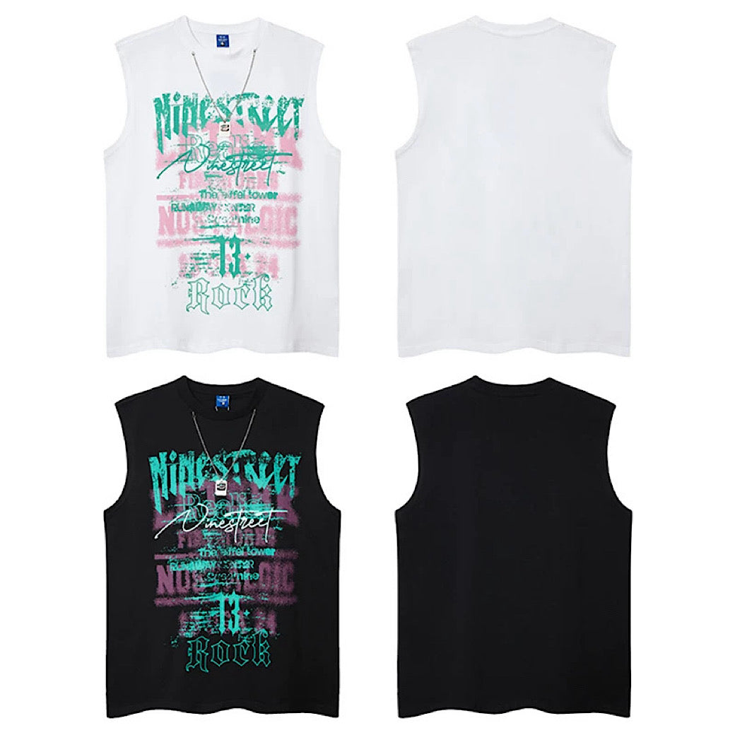 【XPXME】Punk Art Illustration Rebellion Design Street Sleeveless  XP0016