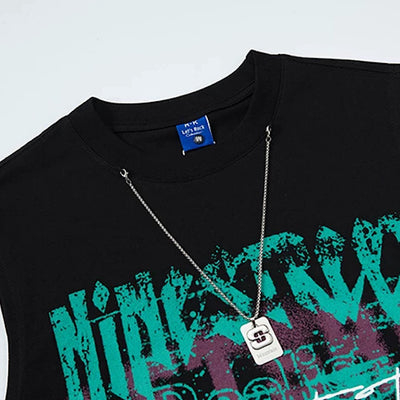 【XPXME】Punk Art Illustration Rebellion Design Street Sleeveless  XP0016