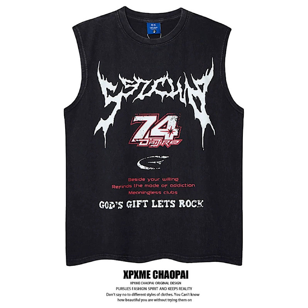 【XPXME】Front Punk Initial Design Metal Form Sleeveless  XP0017