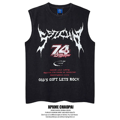 【XPXME】Front Punk Initial Design Metal Form Sleeveless  XP0017