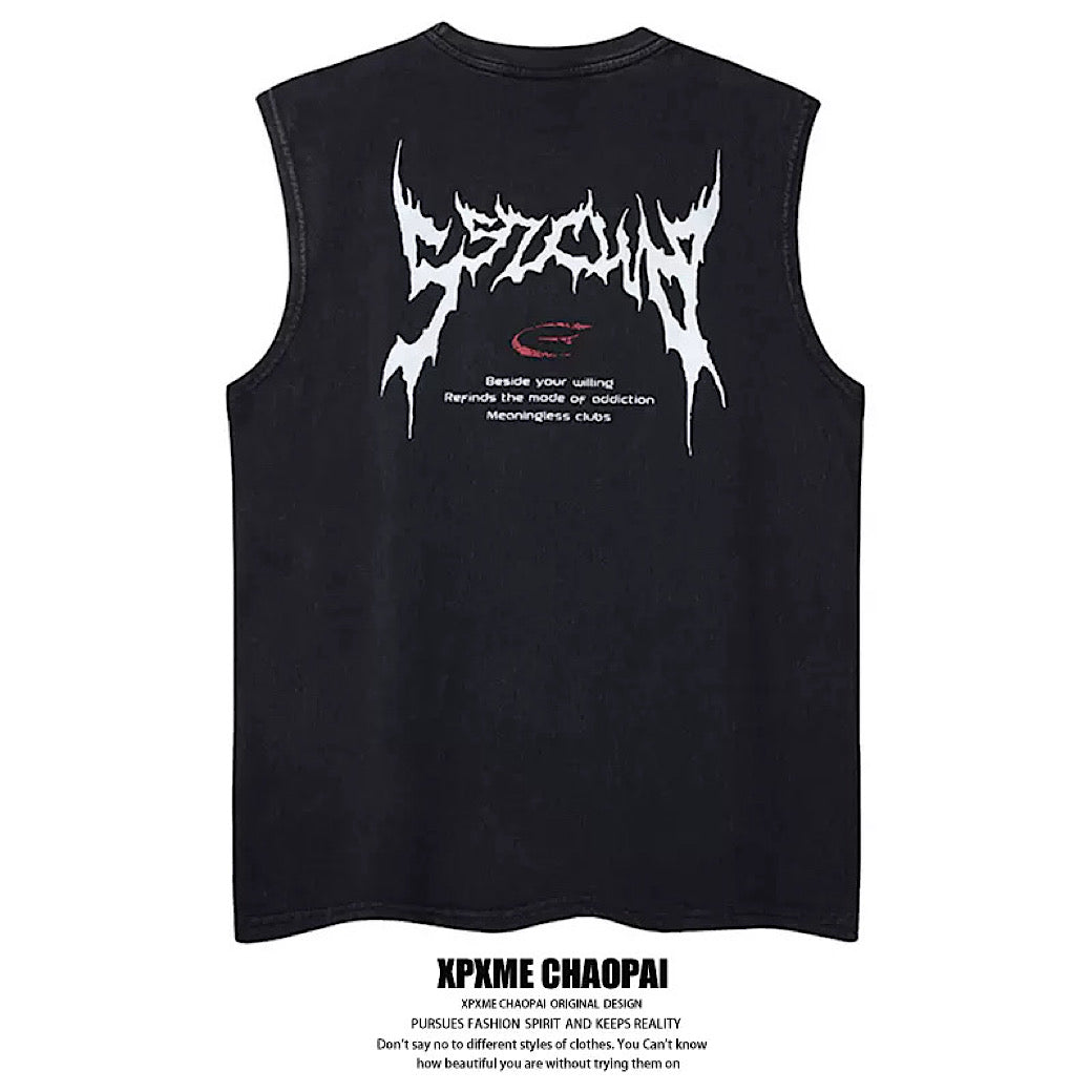 【XPXME】Front Punk Initial Design Metal Form Sleeveless  XP0017
