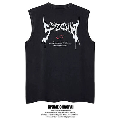 【XPXME】Front Punk Initial Design Metal Form Sleeveless  XP0017