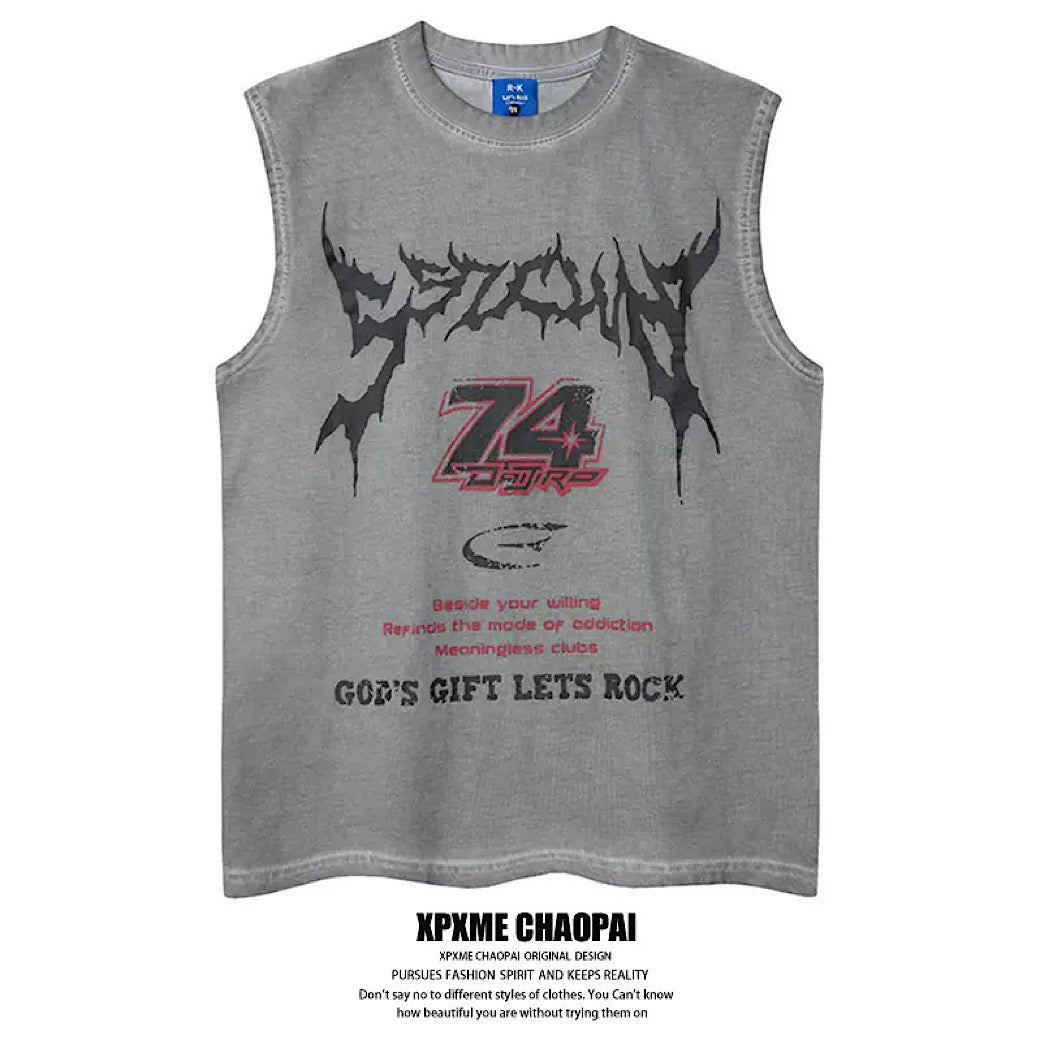 【XPXME】Front Punk Initial Design Metal Form Sleeveless  XP0017
