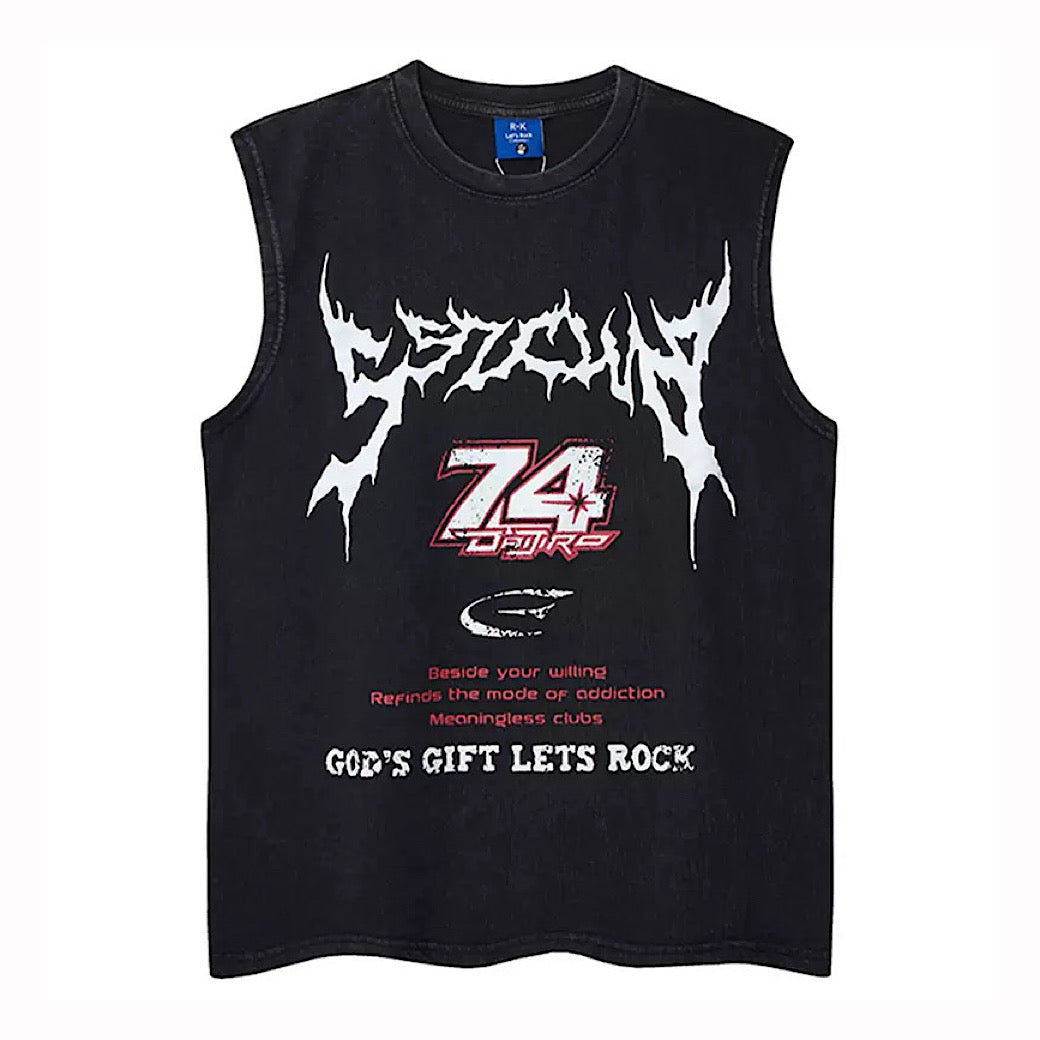 【XPXME】Front Punk Initial Design Metal Form Sleeveless  XP0017