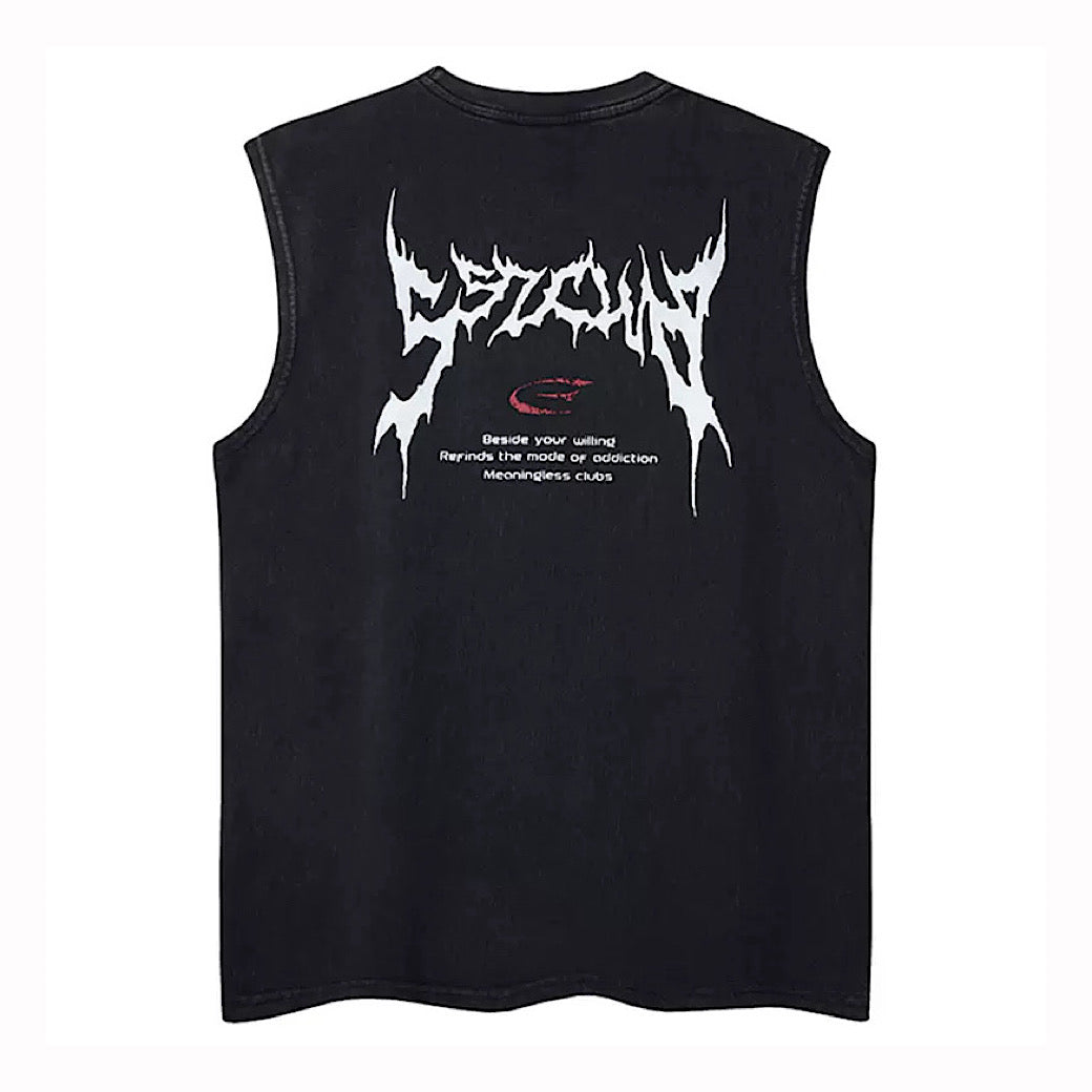 【XPXME】Front Punk Initial Design Metal Form Sleeveless  XP0017