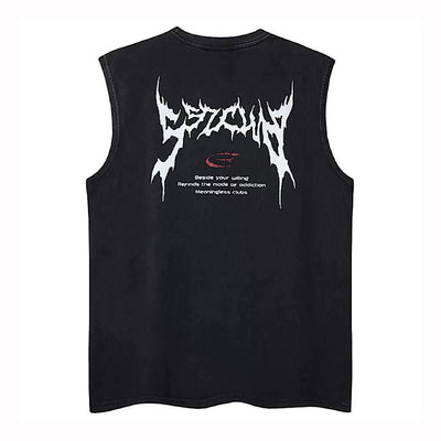 【XPXME】Front Punk Initial Design Metal Form Sleeveless  XP0017