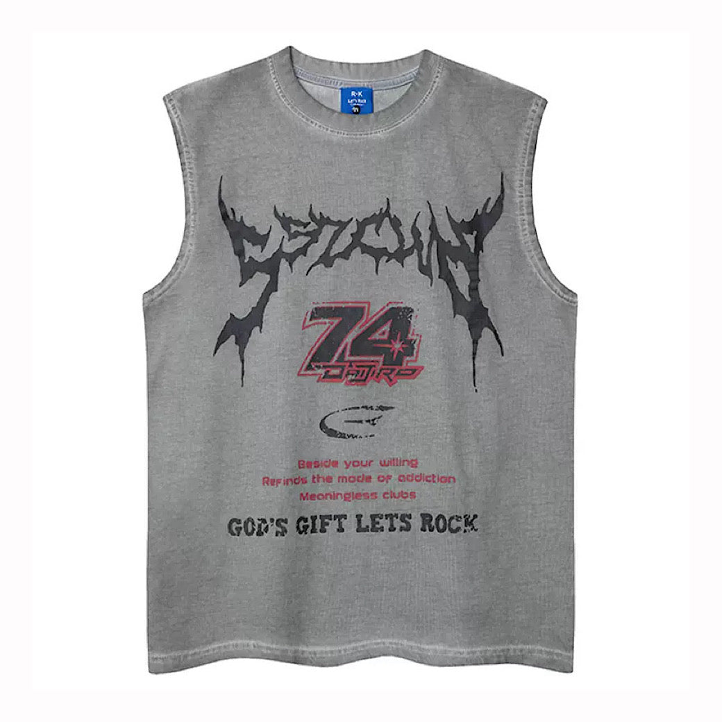 【XPXME】Front Punk Initial Design Metal Form Sleeveless  XP0017