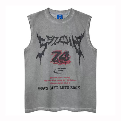 【XPXME】Front Punk Initial Design Metal Form Sleeveless  XP0017
