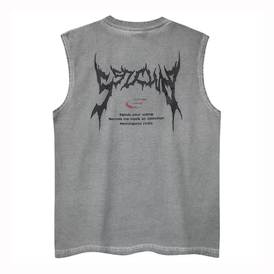 【XPXME】Front Punk Initial Design Metal Form Sleeveless  XP0017