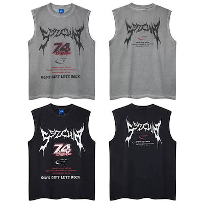 【XPXME】Front Punk Initial Design Metal Form Sleeveless  XP0017