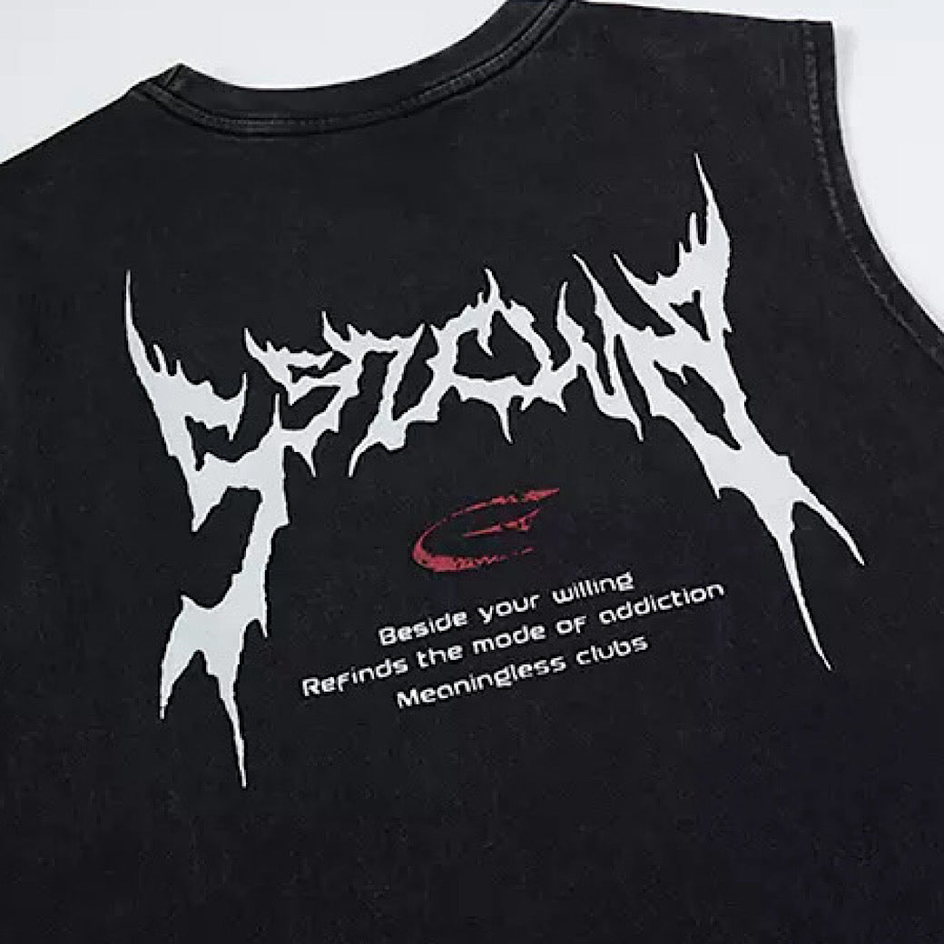 【XPXME】Front Punk Initial Design Metal Form Sleeveless  XP0017
