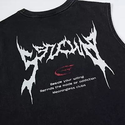 【XPXME】Front Punk Initial Design Metal Form Sleeveless  XP0017