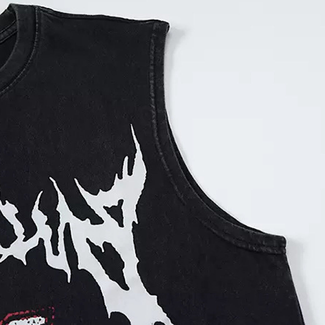 【XPXME】Front Punk Initial Design Metal Form Sleeveless  XP0017