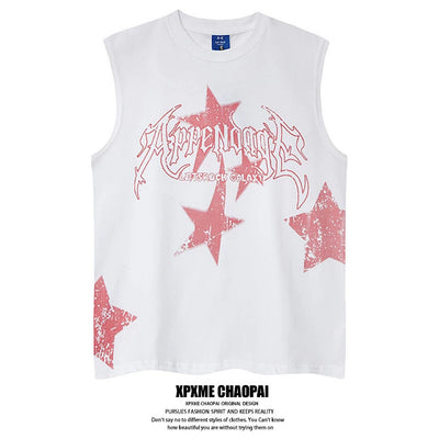 【XPXME】Scattered Star Pattern Vintage Design Muted Color Sleeveless  XP0018