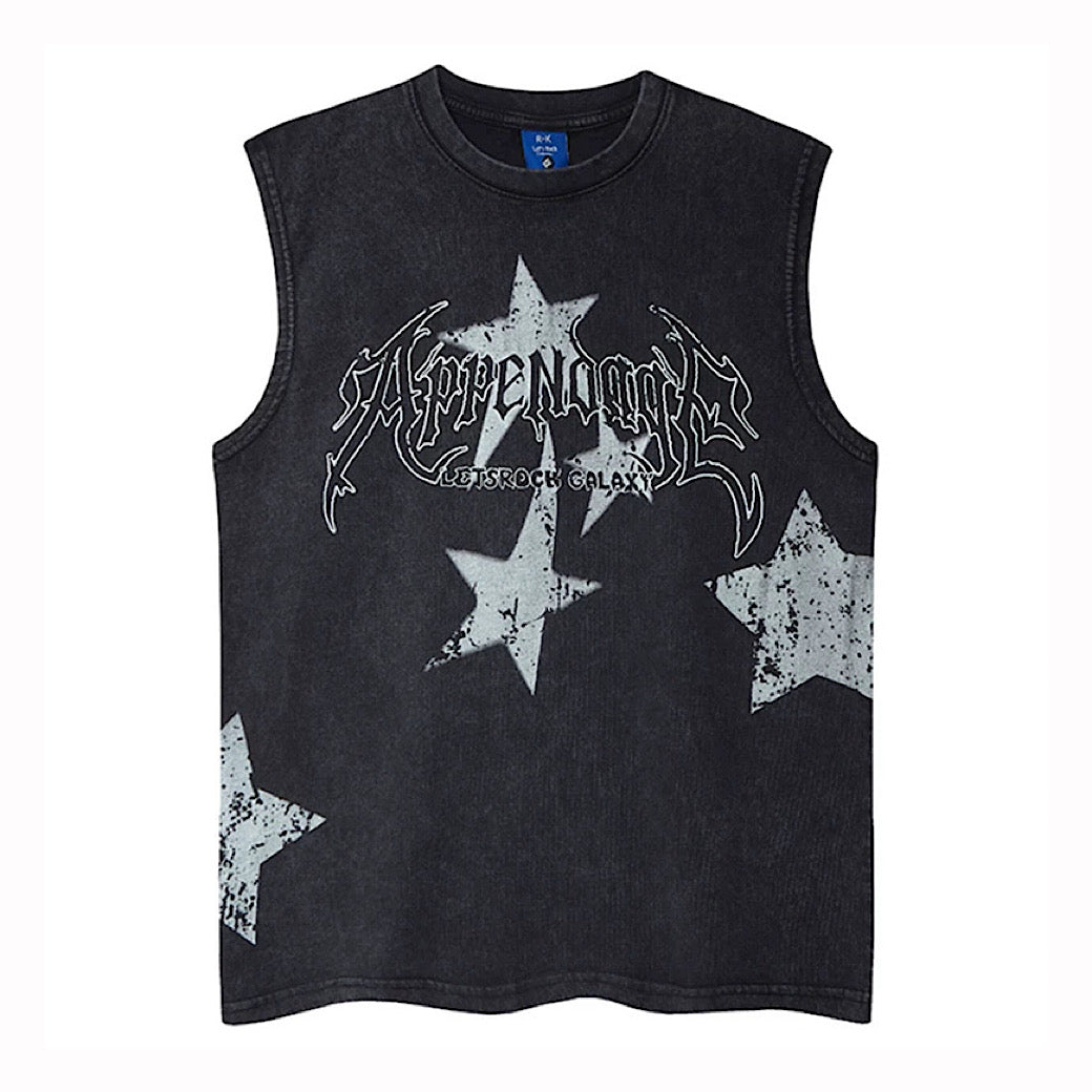 【XPXME】Scattered Star Pattern Vintage Design Muted Color Sleeveless  XP0018