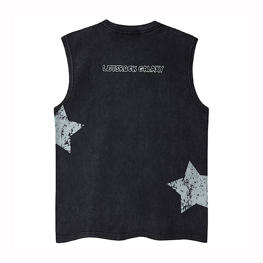 【XPXME】Scattered Star Pattern Vintage Design Muted Color Sleeveless  XP0018