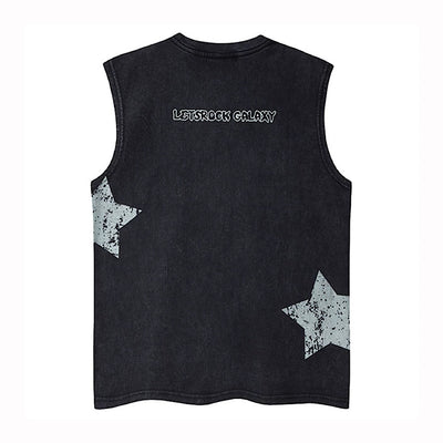 【XPXME】Scattered Star Pattern Vintage Design Muted Color Sleeveless  XP0018