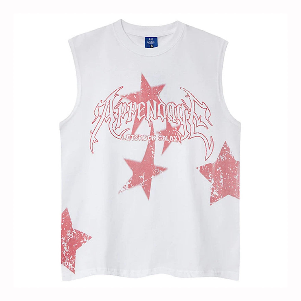 【XPXME】Scattered Star Pattern Vintage Design Muted Color Sleeveless  XP0018