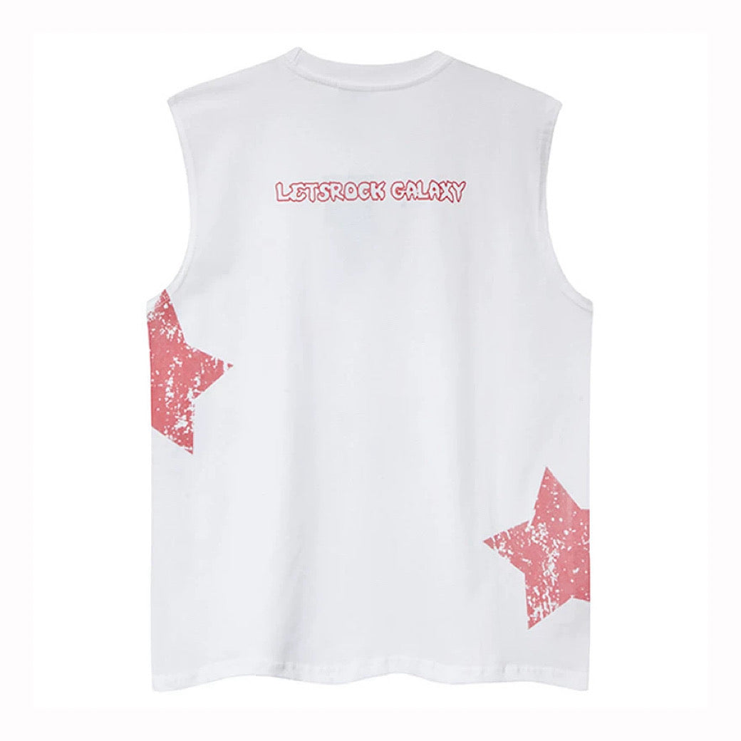 【XPXME】Scattered Star Pattern Vintage Design Muted Color Sleeveless  XP0018