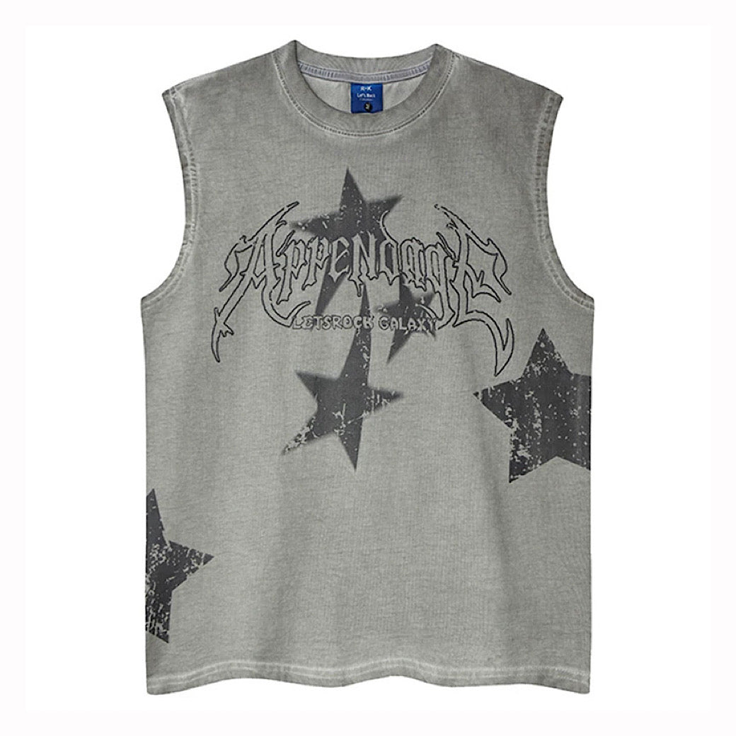 【XPXME】Scattered Star Pattern Vintage Design Muted Color Sleeveless  XP0018