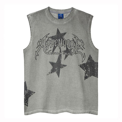 【XPXME】Scattered Star Pattern Vintage Design Muted Color Sleeveless  XP0018