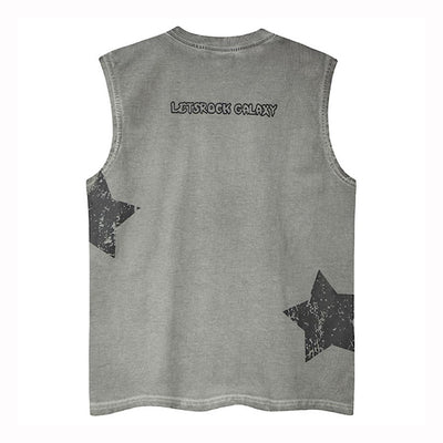 【XPXME】Scattered Star Pattern Vintage Design Muted Color Sleeveless  XP0018