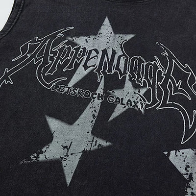【XPXME】Scattered Star Pattern Vintage Design Muted Color Sleeveless  XP0018