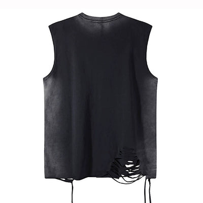 【XPXME】Subculture Rabbit Dark Design Fully Distressed Sleeveless  XP0019