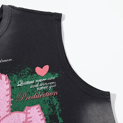 【XPXME】Subculture Rabbit Dark Design Fully Distressed Sleeveless  XP0019