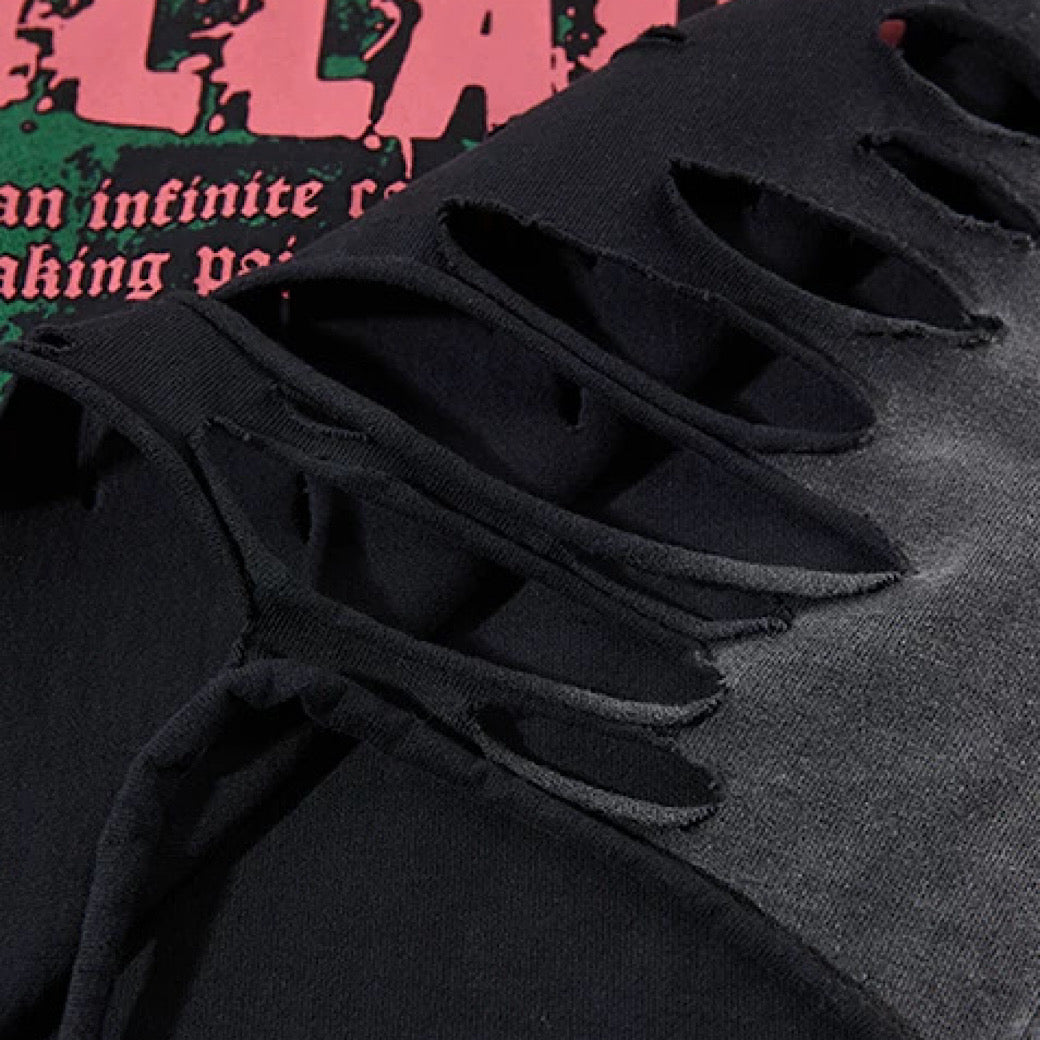 【XPXME】Subculture Rabbit Dark Design Fully Distressed Sleeveless  XP0019