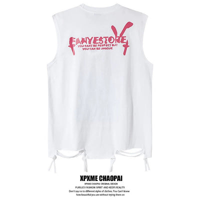 【XPXME】Blindfold rabbit design distressed pinky sleeveless  XP0020