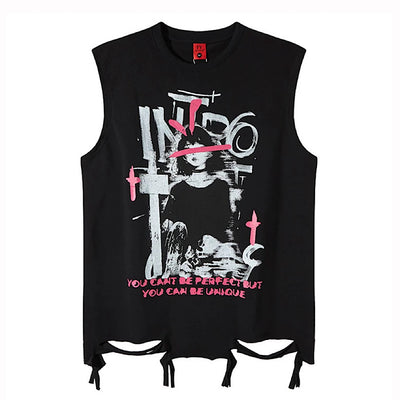 【XPXME】Blindfold rabbit design distressed pinky sleeveless  XP0020