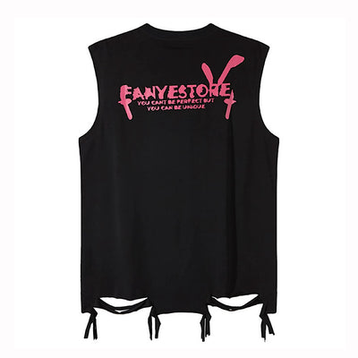 【XPXME】Blindfold rabbit design distressed pinky sleeveless  XP0020
