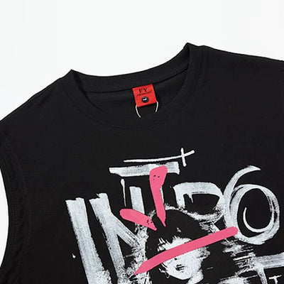 【XPXME】Blindfold rabbit design distressed pinky sleeveless  XP0020