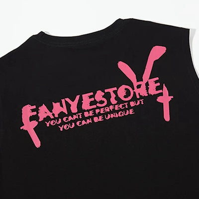 【XPXME】Blindfold rabbit design distressed pinky sleeveless  XP0020