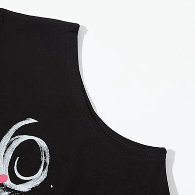 【XPXME】Blindfold rabbit design distressed pinky sleeveless  XP0020