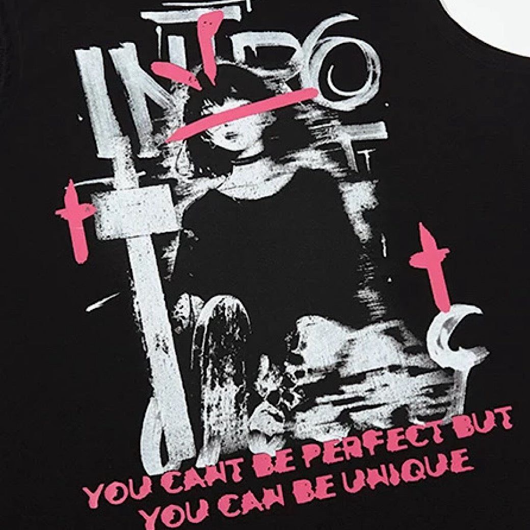 【XPXME】Blindfold rabbit design distressed pinky sleeveless  XP0020