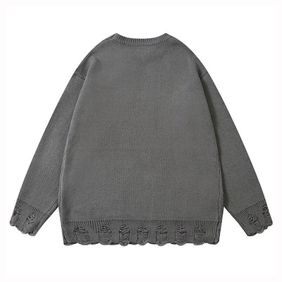 【XPXME】Gimmick Chain Design Front Illustration Over Knit  XP0021