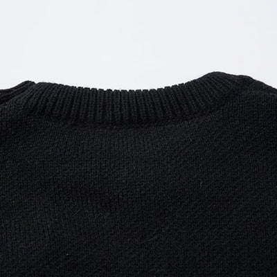 【XPXME】Gimmick Chain Design Front Illustration Over Knit  XP0021