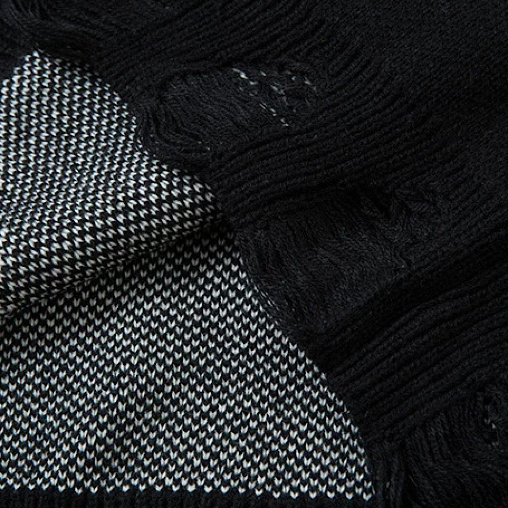 【XPXME】Gimmick Chain Design Front Illustration Over Knit  XP0021