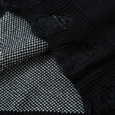 【XPXME】Gimmick Chain Design Front Illustration Over Knit  XP0021