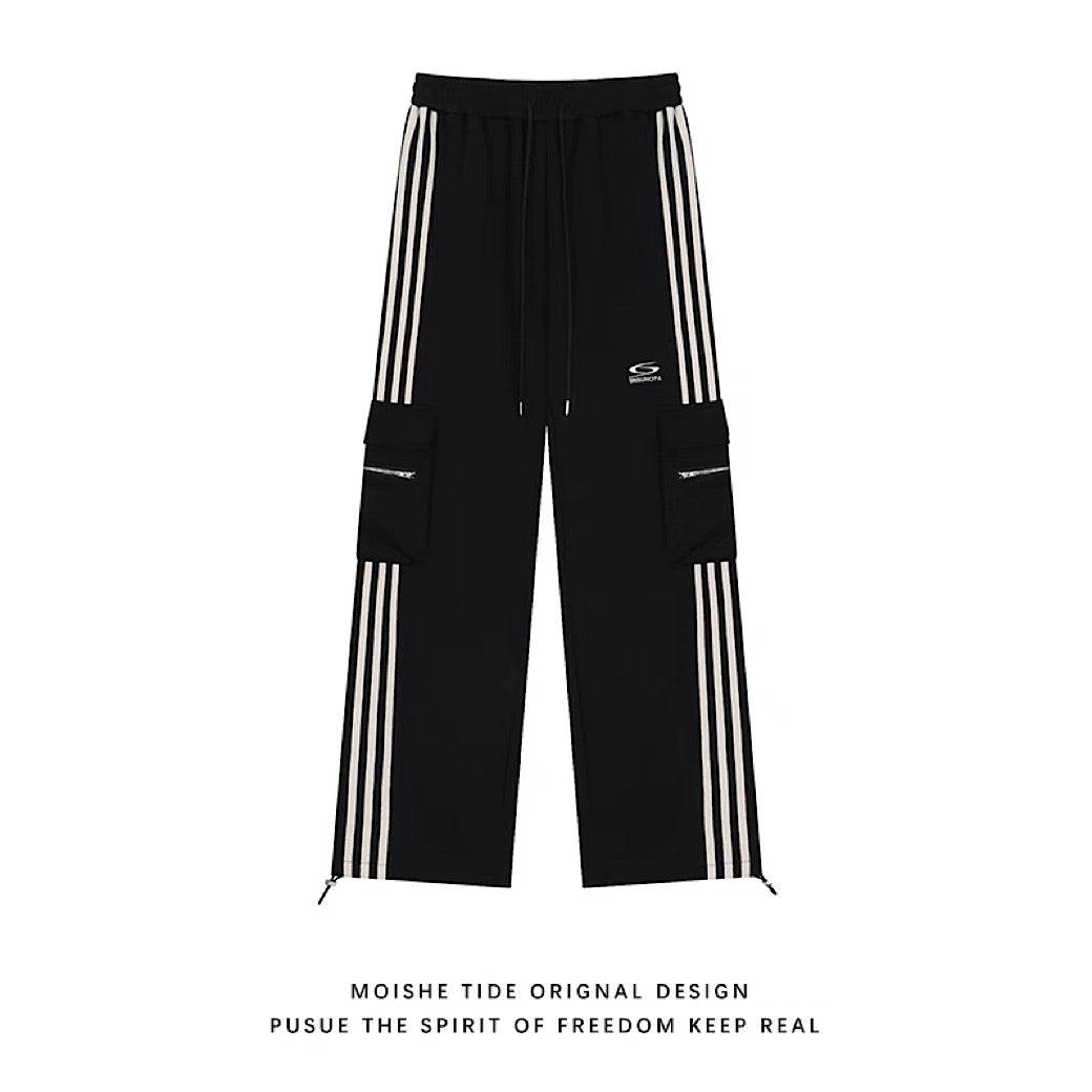 【F383】Side line pocket casual design wide tuck silhouette pants  FT0046